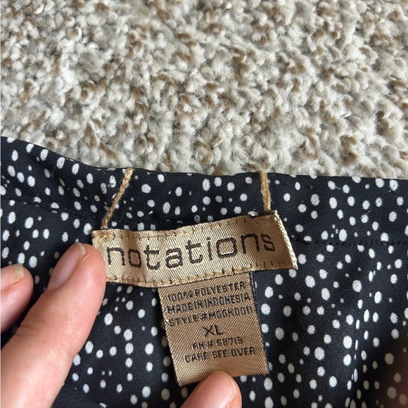 Notations Black and White Floral Polka Dot Reversible A-Line Skirt Casual Formal - Picture 2 of 6